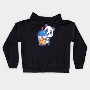 Kawaii Cute Anime Panda Otaku Japanese Bubble Boba Tea Kids Hoodie